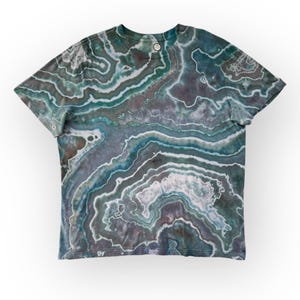 XL Earthy Turquoise Geode Tie Dye T-Shirt, Colorful Agate Ice Dye Tee, Wild Sky Tie Dye Hand-Dyed Shirt, Unique Hand-Dyed Geode Tee