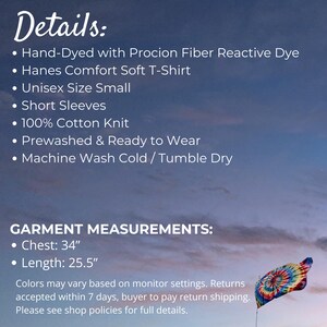 Colorful Hand-Dyed Rainbow Geode Tie Dye T-Shirt, Adult Unisex Size Small