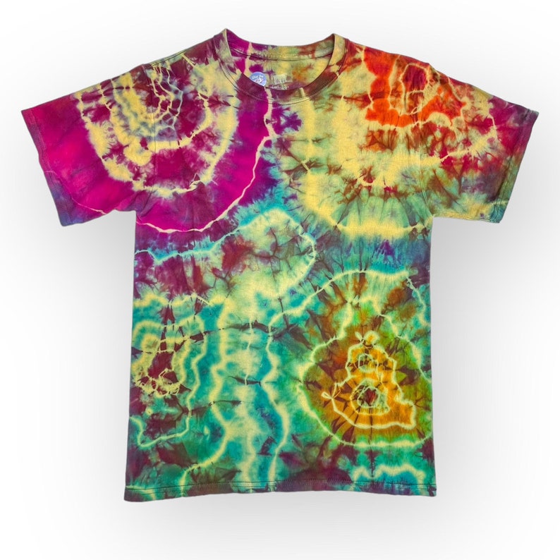 Colorful Hand-Dyed Rainbow Geode Tie Dye T-Shirt, Adult Unisex Size Small