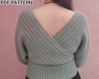 Crop Sweater, Wrap Sweater, Easy Crochet Sweater, Pdf Pattern, Retro Wrap Sweater