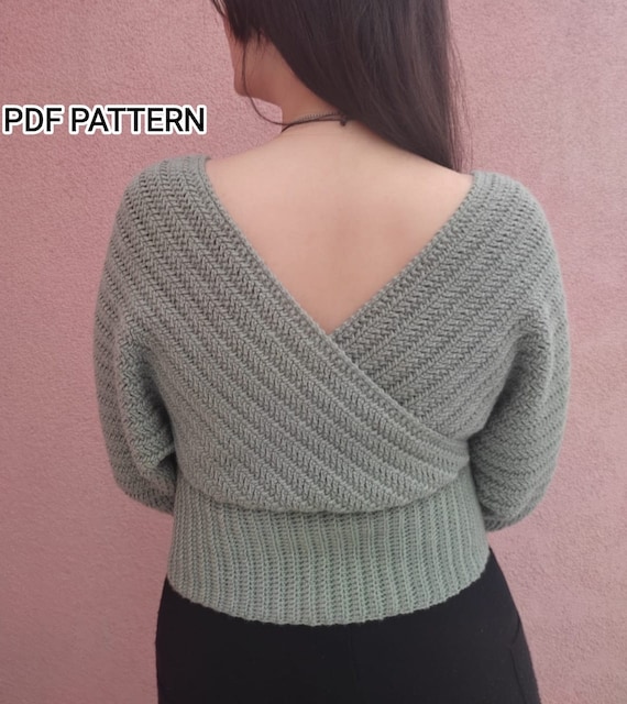 Crop Sweater Wrap Sweater Easy Crochet Sweater Pdf Pattern