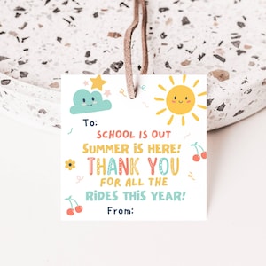 Étiquette de remerciement chauffeur, idée cadeau de fin d'année scolaire, étiquettes de remerciement imprimables de 3 x 3 pouces