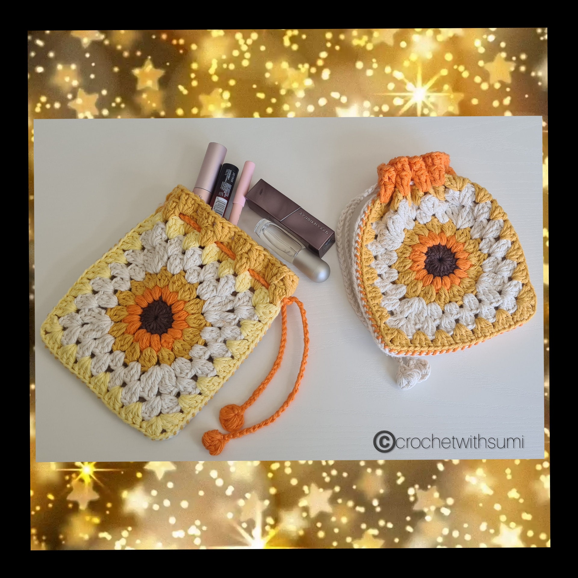 38 Sunburst Crochet Patterns for Blankets, Bags, Tops, and Home Decor 9 Crochet Sunburst Granny Square Bag Written