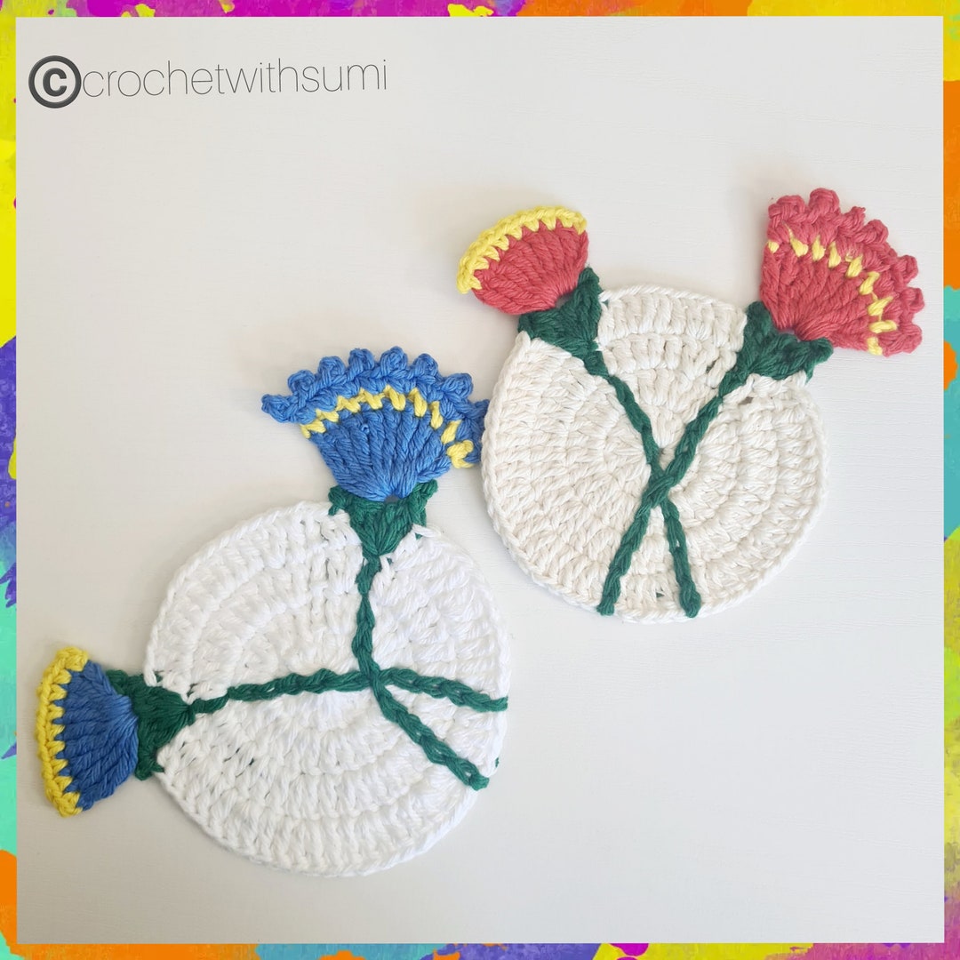 Crochet 3D Flower Coaster Written PDF Pattern - Etsy