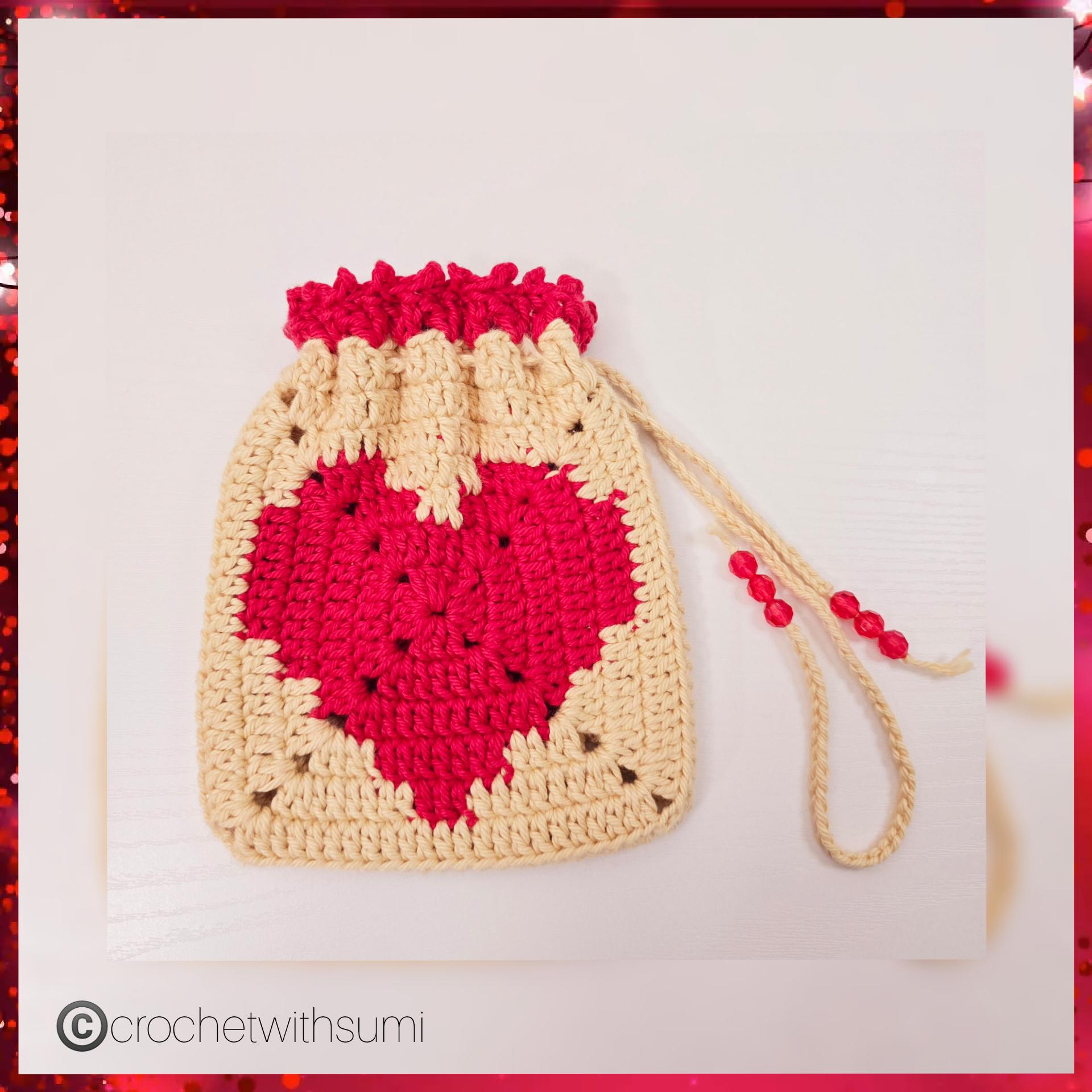 39 Heart Granny Square Crochet Patterns for Blankets, Bags, and Sweet Motifs 17 Crochet Heart Granny Square Pouch Written