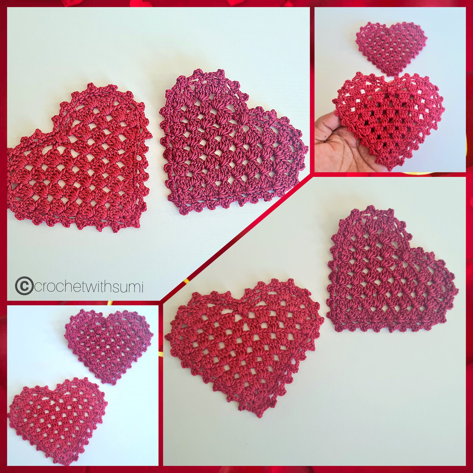 Crochet Heart Shape Coaster Written PDF Pattern - Etsy