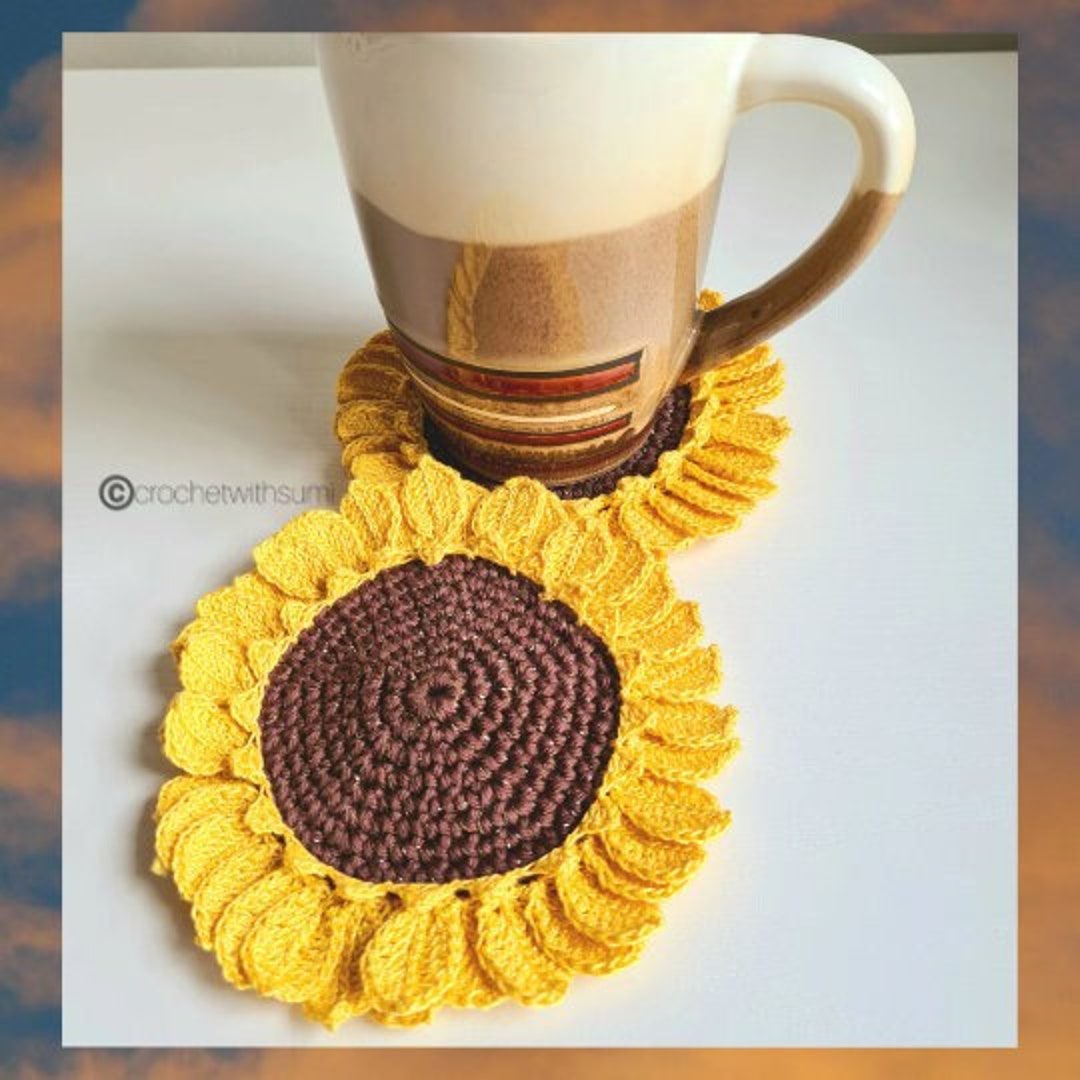 Crochet Sunflower Coaster Written PDF Pattern - Etsy