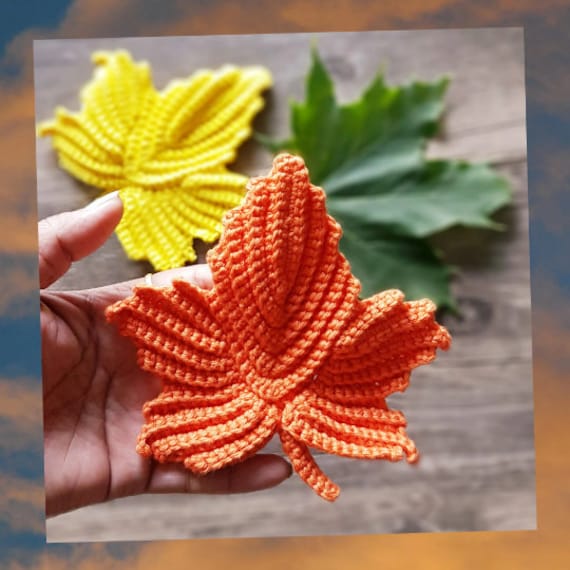 40 Maple Leaf Crochet Patterns for Autumn Decor, Gifts, and Cozy Home Accents 8 Crochet Maple Leaf Coaster Written