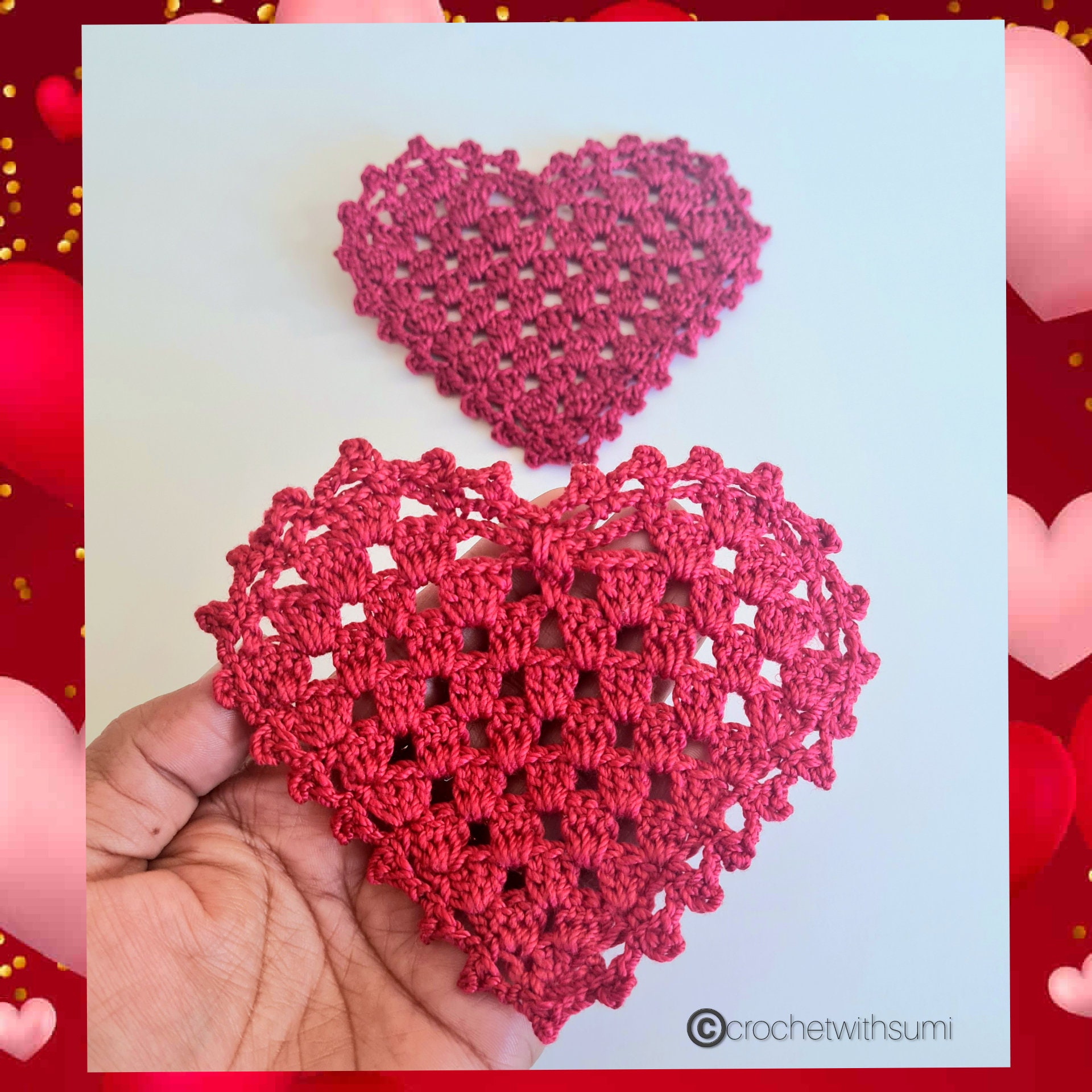 Crochet Heart Shape Coaster Written PDF Pattern - Etsy