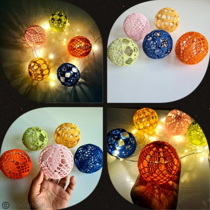 Crochet 3D Decorative Ball Written PDF 2 Pattern (except Yellow One) - Etsy