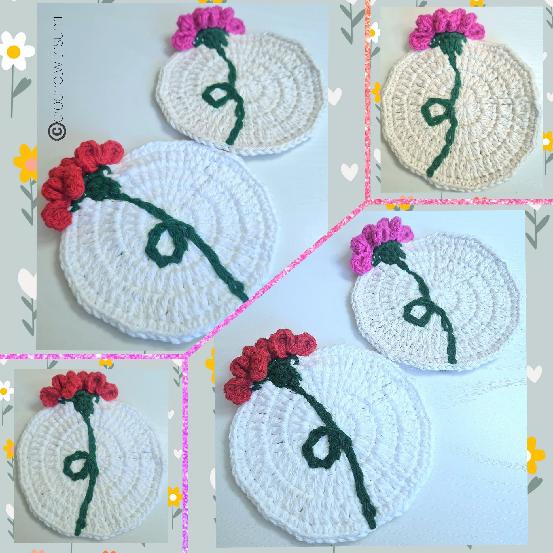 Crochet Flower Coaster Written PDF Pattern - Etsy