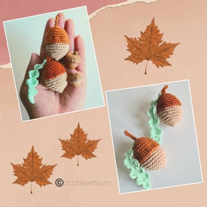 Crochet Acorn & Oak Leaf Written PDF Pattern