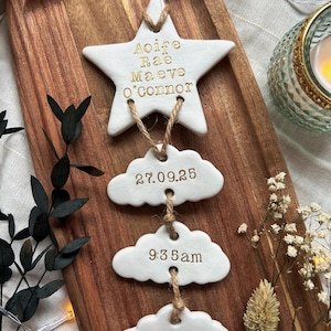 Personalised Clay New Baby Keepsake Present, Handmade Newborn Arrival Gift, Nursery Decor image 11