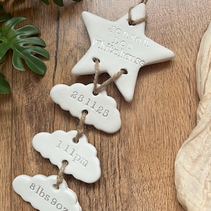 Personalised Clay New Baby Keepsake Present, Handmade Newborn Arrival Gift, Nursery Decor image 6
