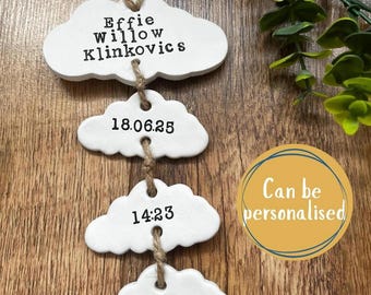Personalised Clay Baby Keepsake, Welcome to the World Nursery Decor, Newborn Gift, New Baby