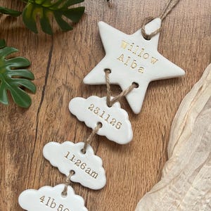 Personalised Clay New Baby Keepsake Present, Handmade Newborn Arrival Gift, Nursery Decor image 4