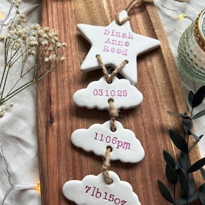 Personalised Clay New Baby Keepsake Present, Handmade Newborn Arrival Gift, Nursery Decor image 13