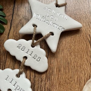 Personalised Clay New Baby Keepsake Present, Handmade Newborn Arrival Gift, Nursery Decor image 7