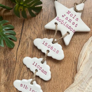 Personalised Clay New Baby Keepsake Present, Handmade Newborn Arrival Gift, Nursery Decor image 5