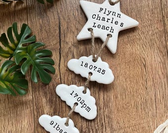 Personalised Clay New Baby Keepsake Present, Newborn Arrival Gift, Nursery Decor