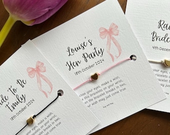 Personalised Hen Party Wish Bracelet Gift, Bride Tribe Favour Bags, Bride to Be