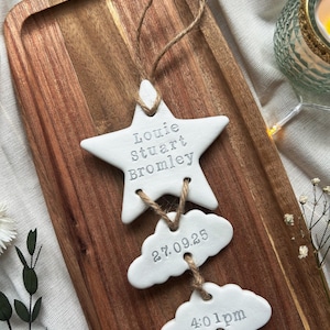 Personalised Clay New Baby Keepsake Present, Handmade Newborn Arrival Gift, Nursery Decor image 14