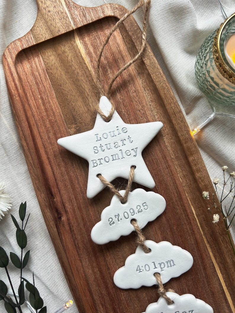 Personalised Clay New Baby Keepsake Present, Handmade Newborn Arrival Gift, Nursery Decor image 14