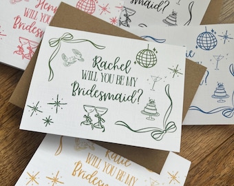Kaart Will you Be My Bridesmaid, bruidsmeisjesvoorstel, geschenkdoos bloemenmeisje