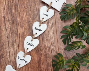Personalised Our Family Name Clay Decoration, New Home Housewarming Gift, Family Tree