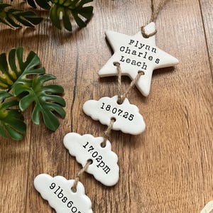 Personalised Clay New Baby Keepsake Present, Handmade Newborn Arrival Gift, Nursery Decor image 3