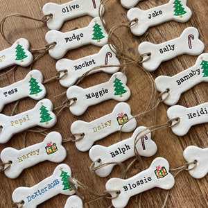Christmas dog bone personalised decoration / pets / personalised / clay / handmade