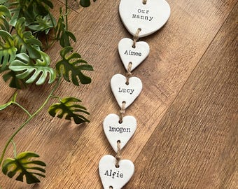 Personalised 'Our Nanny' Heart Hanging Keepsake - Gift for Mum, Nan, Grandma, Grandparent