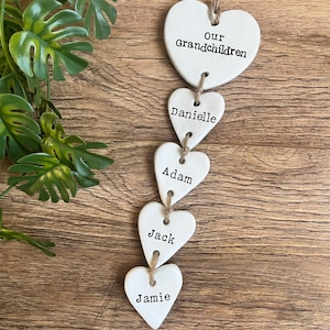 Personalised 'Our Grandchildren' Heart Hanging Keepsake - Gift for Grandparents, Nan, Grandad, Family Tree