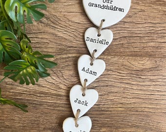 Personalised 'Our Grandchildren' Heart Hanging Keepsake - Gift for Grandparents, Nan, Grandad, Family Tree
