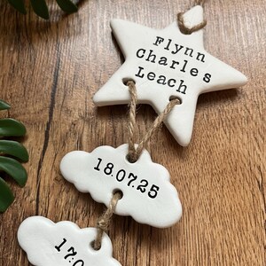 Personalised Clay New Baby Keepsake Present, Handmade Newborn Arrival Gift, Nursery Decor image 8
