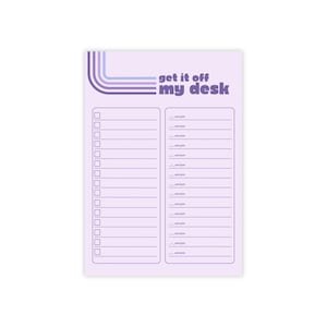 Get It Off My Desk To Do List Notepad | Purple Retro Timed Daily Planner Pad | Hourly Planner | Cute Desk Notepad | Productivity Pad
