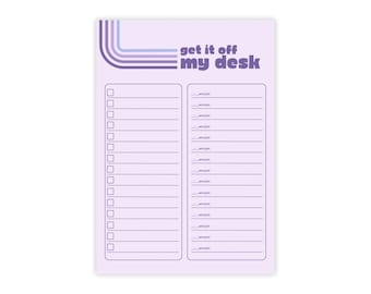 Get It Off My Desk To Do List Notepad | Purple Retro Timed Daily Planner Pad | Hourly Planner | Cute Desk Notepad | Productivity Pad