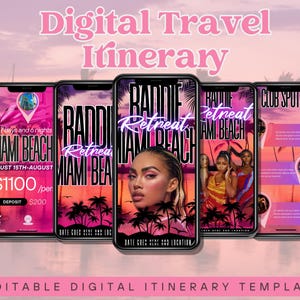 Girls Trip Itinerary Template | Animated Digital Travel Schedule | Birthday Weekend Editable Invitation | Party Planner