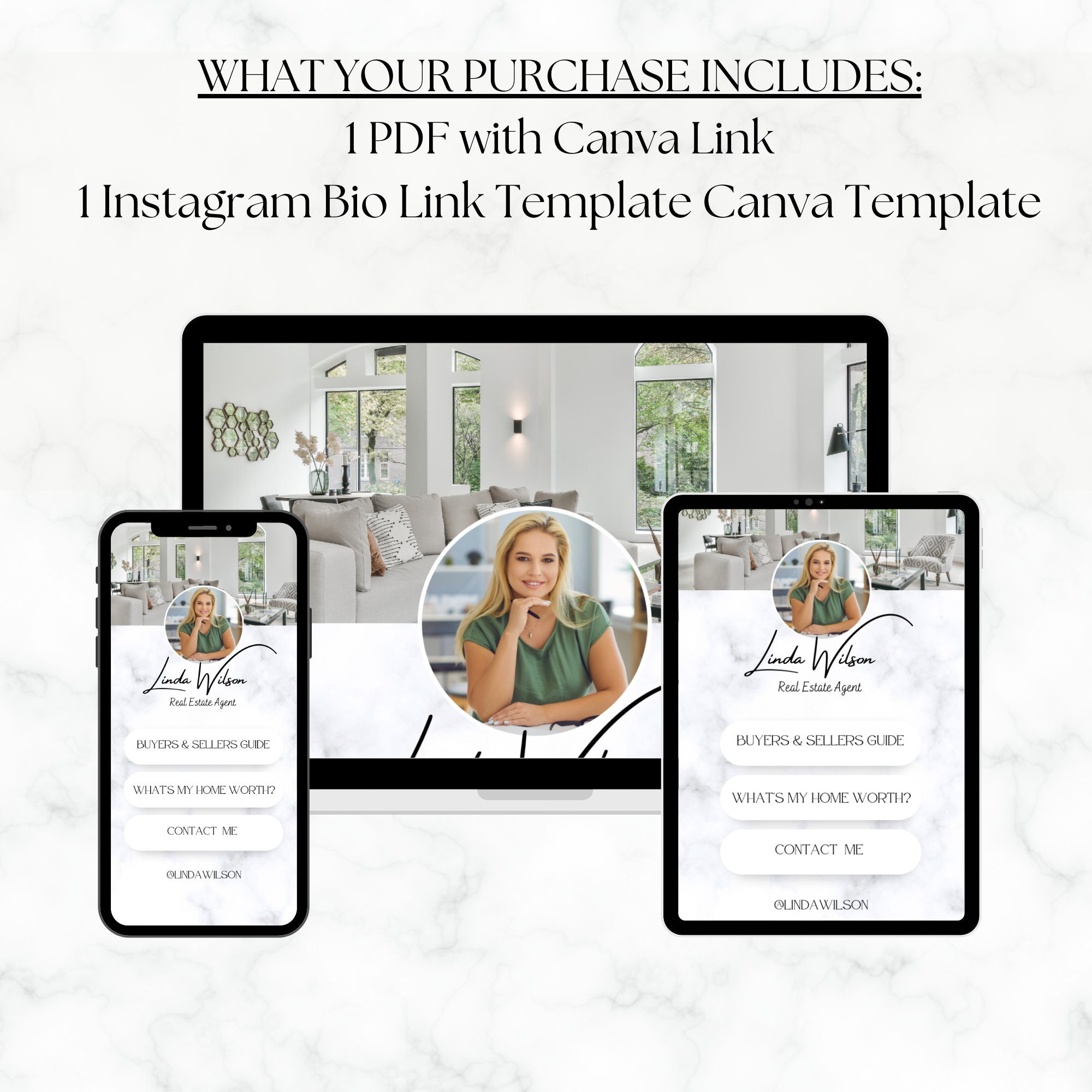 Link in Bio Template Real Estate Agent Instagram Landing - Etsy