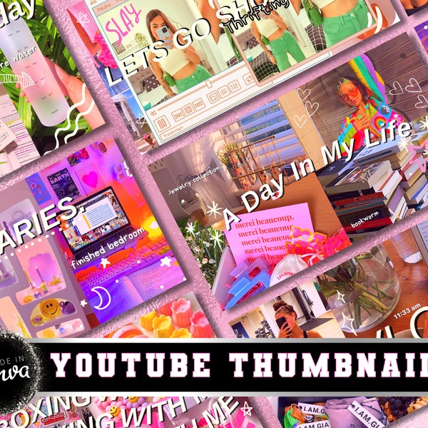 Aesthetic YouTube Thumbnails | YouTube channel | Youtuber | Content Creator | Vlogger | Youtube Art | Influencer Template | Cute Thumbnails