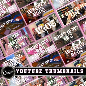 YouTube Aesthetic Thumbnail Canva Template | YouTube Canva Branding Templates | Editable | DIY | Thumbnails | Podcast | Vlog Channel