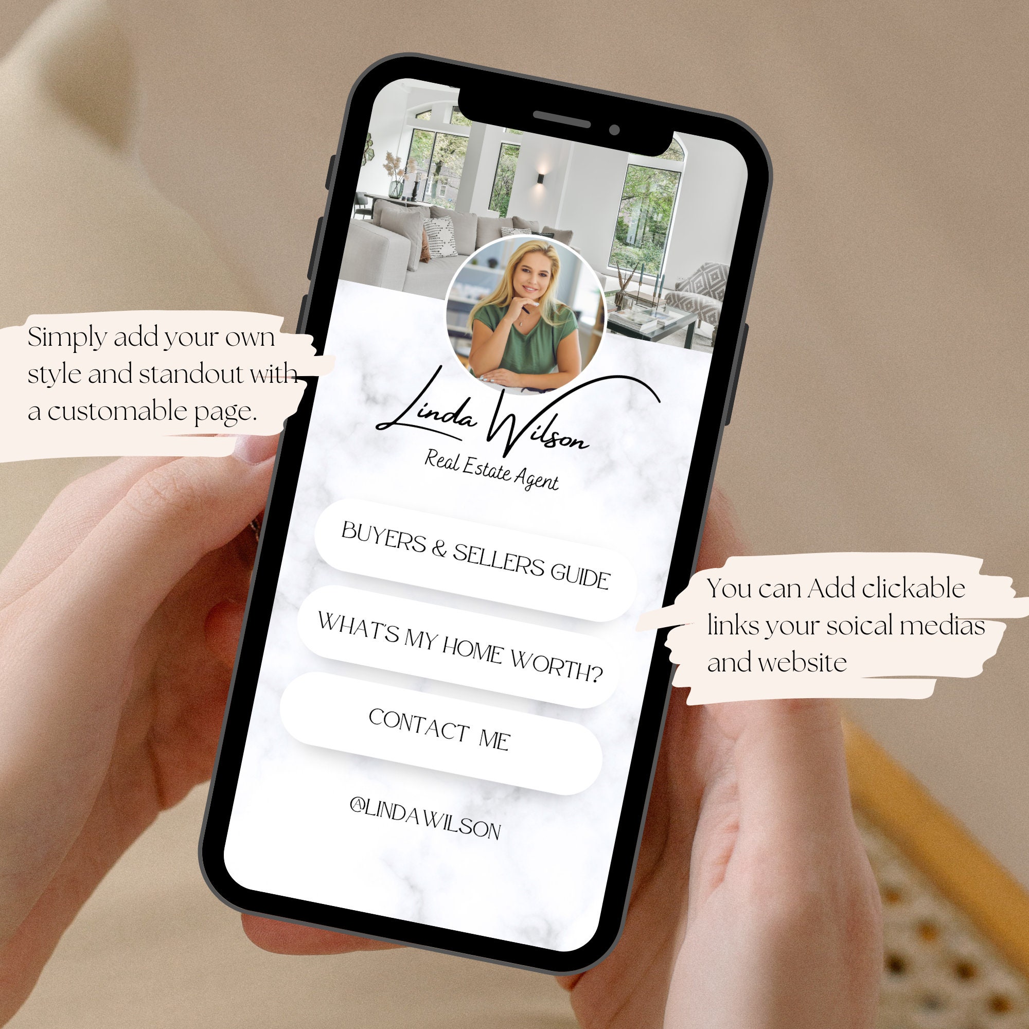 Link in Bio Template Real Estate Agent Instagram Landing - Etsy