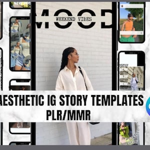 30 Aesthetic Instagram Story Templates | Canva Editable | PLR + MRR Included | Social Media Kit for Influencers & Brands