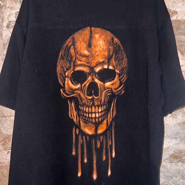 Custom Bleach Dye Tshirt, Skull Tee, Bespoke Gothic Bleach Painted Top Goth Skeleton T-Shirt, Alternative Style Hand Painted Bleach Clothing