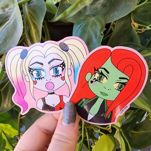 Villian stickers, cuphead style, rubberhose, harlivy, harley, pink, ivy, hero, retro, plants, lgbtq