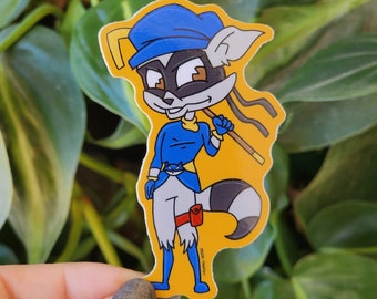 Sly cooper vinyl sticker, video game, 90s, retro, vintage, racoon, rubberhose, aesthetic, gamer gift, animation, player, nostalgia gaming