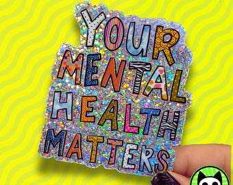 Tu salud mental importa, pegatina de concienciación sobre la salud mental, pegatina de dopamina, cinta verde, importas, eres suficiente, pegatina de vinilo