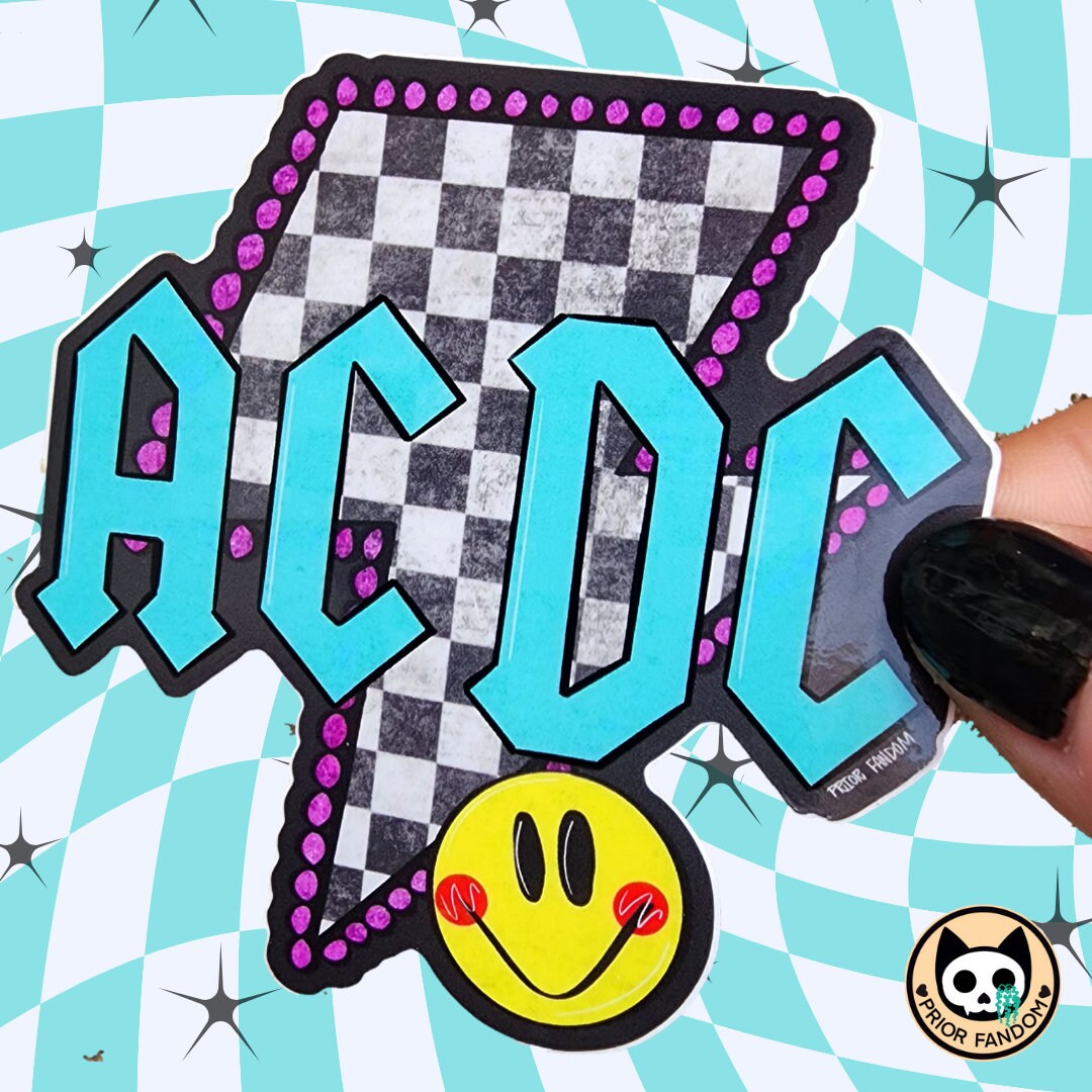 Acdc Vinyl Sticker, Grunge, Lightning Bolt, Retro, Band Sticker, Roses ...