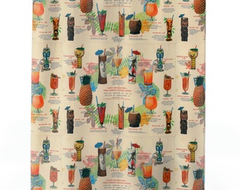 Vintage Tiki Cocktail Duschdraperi - Hawaiiansk Badrumsdekoration