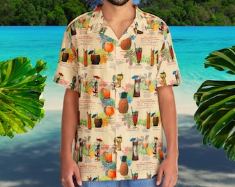 Men's Hawaiian Village Tiki Shirt - Tiki Drink Shirt for Tiki Rooms